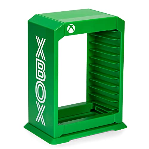 Numskull Official Xbox Premium Storage Tower, Game Stand for Xbox Series X S and Xbox One - Holder Stores 10 Games or Blu-Ray Cases