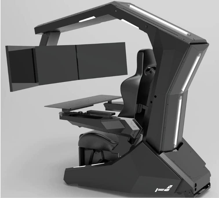 Imperator Works Brand White Structure R1 Pro Computer Chair Racing seat with Massage and Speakers and Support 3 Monitors