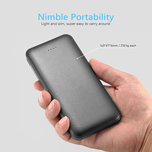 2-Pack Miady 10000mAh Dual USB Portable Charger, Fast Charging Power Bank with USB C Input, Backup Charger for iPhone X, Galaxy S9, Pixel 3 and etc …