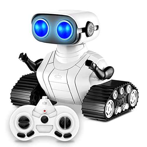 Robot Toy, RC Robot Toy with Music and LED Eyes, Singing, Dancing, Rechargeable RC Robot for Kids 3+ - White