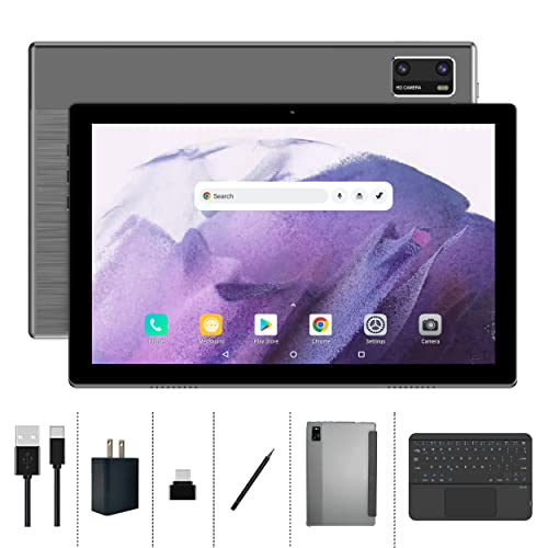 BNHGK Tablet with Keyboard 10.1 Inch Android 10.0 Tablets with 6+128GB Dual Sim Card 5+13 MP Camera, WiFi, Bluetooth, Cellular, GPS, HD Touchscreen