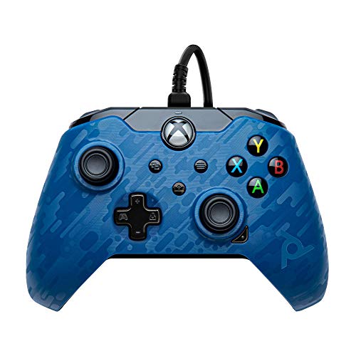 PDP Wired Game Controller - Xbox Series X|S, Xbox One, PC/Laptop Windows 10, Steam Gaming Controller - Perfect for FPS Games - Dual Vibration Videogame Gamepad - Blue Camo / Camouflage