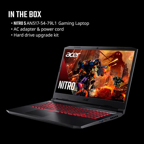 Acer Nitro 5 AN517-54-79L1 Gaming Laptop | Intel Core i7-11800H | NVIDIA GeForce RTX 3050Ti Laptop GPU | 17.3" FHD 144Hz IPS Display | 16GB DDR4 | 1TB NVMe SSD | Killer Wi-Fi 6 | Backlit KB | Win 11
