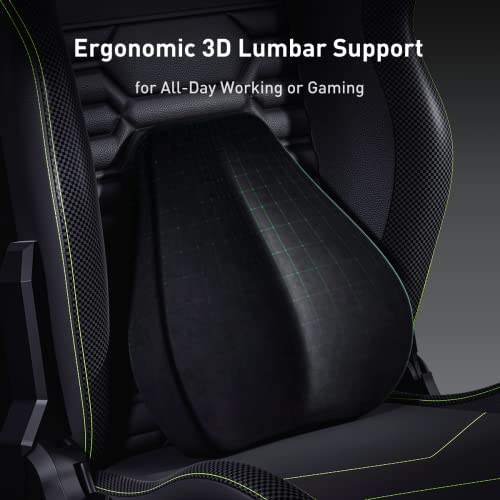 AutoFull Gaming Chair Ergonomic Gamer Chair with 3D Bionic Lumbar Support Racing Style PU Leather Computer Gaming Chair with Retractable Footrest,Black