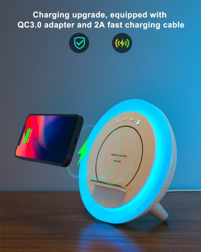 SIDVAR Bluetooth Speaker Night Lightsr, Wireless Charging Modern Speaker,Best Birthday Gift Ideas Teenage for Men,Dad,Mom,Tween Teen Girl Unique Music Gifts (5W Wireless Charging)
