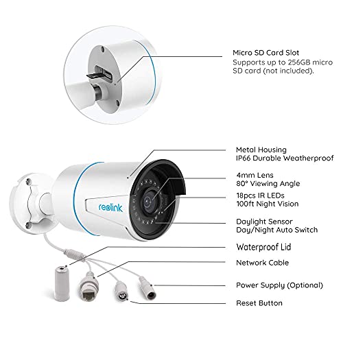 REOLINK PoE Outdoor Home Security Cameras, 5MP Dome Bullet IP Surveillance Cameras, Smart Human/Vehicle Detection, Work with Smart Home, Time-Lapse, 2X RLC-510A Bundle with RLC-520A (Pack of 2)