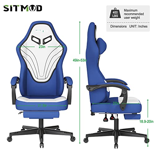 SITMOD Computer Chair Back Support Office Chair Gaming Chair Fabric Ergonomic Racing Chair with Footrest Lumbar Support Swivel Massage PC Big and Tall Gamer Chairs for Adults