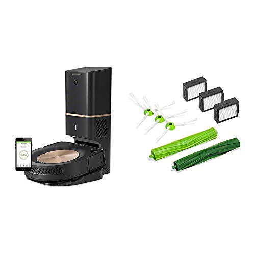 iRobot Roomba s9+ (9550) Robot Vacuum with Automatic Dirt Disposal and E & I Series Replenishment Kit, (3 High-Efficiency Filters, 3 Edge-Sweeping Brushes, and 1 Set of Multi-Surface Rubber Brushes)