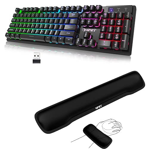 NPET K11 Wireless Gaming Keyboard and Wrist Rest Bundle