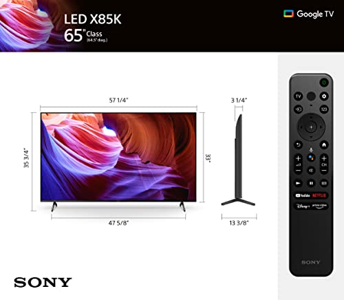 Sony 65 Inch 4K Ultra HD TV X85K Series: LED Smart Google TV with Dolby Vision HDR and Native 120HZ Refresh Rate KD65X85K- 2022 Model