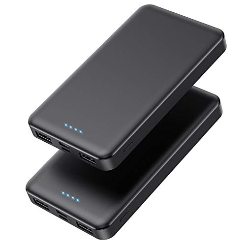 Portable Charger Power Bank 10000mAh【2 Pack】 Ultra Slim Design Portable Phone Charger with USB C Input & 2 Output Backup Charging External Battery Pack for Smart Phone, Android Phone,Tablet etc