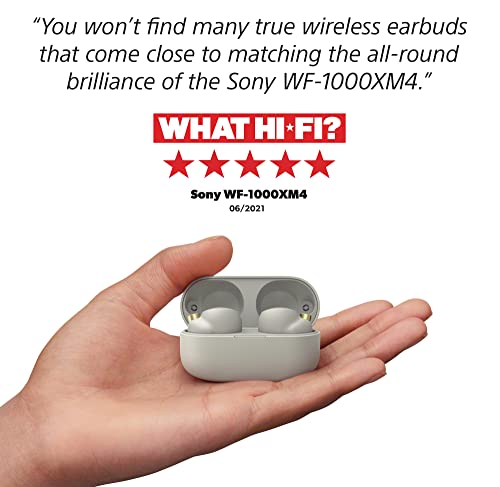 Sony WF-1000XM4 Industry Leading Noise Canceling Truly Wireless Earbud Headphones with Alexa Built-in, Silver