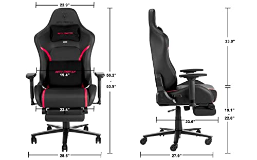 AOTU Ergonomic Gaming Chair Office Chair PC Chair with Footrest, High-Back Racing Computer Desk Chair, Height Adjustable Swivel Recliner, Soft Head Pillow & Large Lumbar Support （Black & Red）