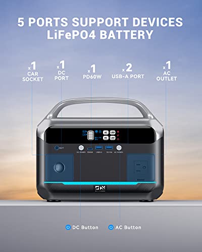 DaranEner Portable Power Station NEO300, 268.8Wh LiFePO4 Battery Pack, 300W Solar Generator with 5 ports, 110V Pure Sine Wave AC Outlet with LED Light for Outdoor Camping, Travel, RV, Home Emergency