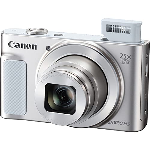 Canon PowerShot SX620 HS Digital Camera (Silver) (1074C001), 64GB Memory Card, 2 x NB13L Battery, Corel Photo Software, Charger, Card Reader, LED Light, Soft Bag + More (International Model)