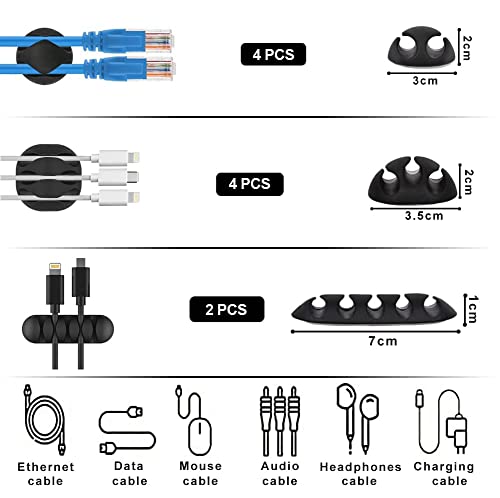 181pcs Cable Management Kits, 100 Fastening Cable Ties with 4 Wire Organizer Sleeve, 10pcs and 2 Roll Self Adhesive ties 35 Wire Clips, 10+15 Desktop Cable Holder for TV Office Home Electronics