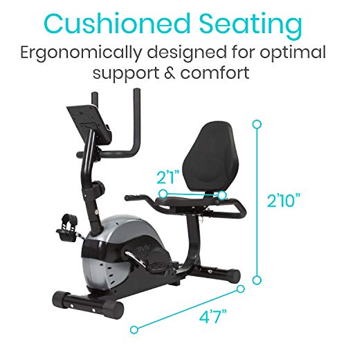 Vive Exercise Bike - Stationary Recumbent Exercise Spin Cycle Device for Seniors, Adults, Men and Women - Indoor Fitness Equipment -at Home Cycling with Adjustable Resistances, Digital Display