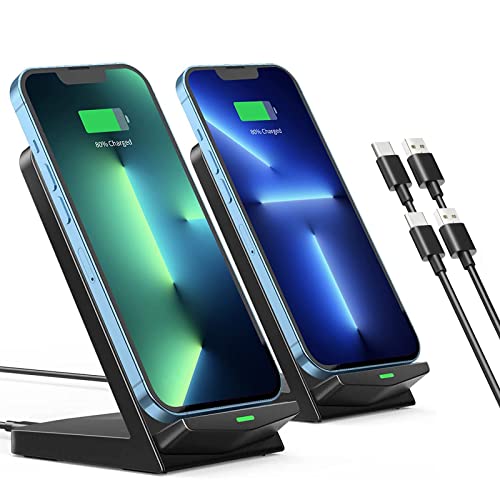 Wireless Charger 2 Pack,iPhone Wireless Charger Stand,15W Fast Qi Wireless Charger Compatible with iPhone 13/12 /11Pro Max/XR/XS/X/8,Galaxy S22/S21/S20/S10/S9/S8/Note 20/10,Pixel,All Qi-Enable Phones