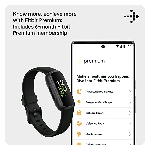 Fitbit Inspire 3 Health & Fitness Tracker with Stress Management, Workout Intensity, Sleep Tracking, 24/7 Heart Rate and more, Midnight Zen/Black One Size (S & L Bands Included)