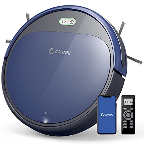 Coredy R380 Robot Vacuum Cleaner, Robot Vacuum and Mop, Compatible with Alexa, Wi-Fi Connected, 1700Pa Suction, Super-Thin, Quiet Auto Self-Charging Robotic Vacuums for Pet Hair, Hard Floors, Carpet