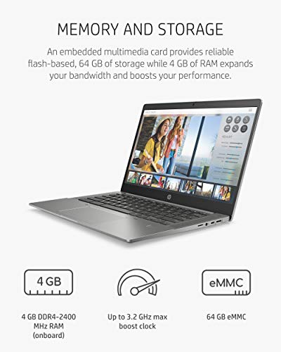 HP Chromebook 14b Laptop, AMD Athlon Silver 3050C Mobile Processor, 4 GB RAM, 64 GB eMMC Storage, 14-inch Full HD IPS Touchscreen, Google Chrome OS, Audio by B&O, Privacy Camera (14b-na0010nr, 2021)