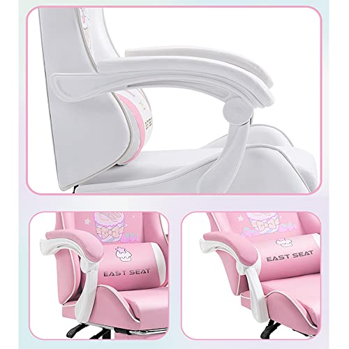 Gaming Chair Cinnamoroll WCG Gaming Chair Girls Cute Computer Armchair with Reclining Chair with Headrest and Lumbar Support Swivel Lifting Adjustable Chair with Footrest Blue