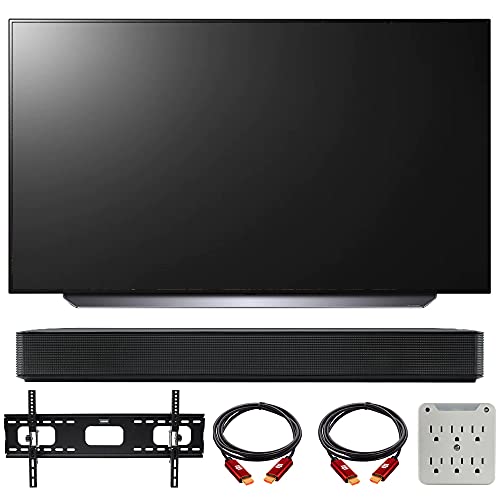 LG OLED48C1PUB 48 Inch 4K Smart OLED TV Bundle with LG SK1 2.0-Channel Compact Sound Bar with Bluetooth, 37-70 inch TV Wall Mount Bracket Bundle and 6-Outlet Surge Adapter