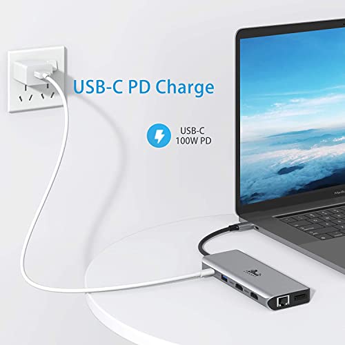 USB C Docking Station Dual Monitor, 13 in 1 Triple Display Laptop Docking Station with 2 HDMI+DP+Ethernet+5USB+SD/TF+USB C PD+Audio for MacBook Pro/Air/Dell/HP/Lenovo/Thinkpad and More Type-C Laptops