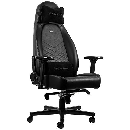 noblechairs ICON Gaming Chair and Office Chair with Lumbar Support, Black, PU Faux Leather