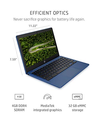HP Chromebook 11-inch Laptop - MediaTek - MT8183 - 4 GB RAM - 32 GB eMMC Storage - 11.6-inch HD IPS Touchscreen & Chromebook 11-inch Laptop - 4 GB - 32 GB Storage - 11.6-inch HD Display - (Snow White)