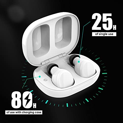 Hearing Aids - 4 Channel Digital Noise Cancelling Hearing Aid with Touch Panel for Seniors, Adults, Rechargeable Hearing Aids - 25 Hours of Use - White