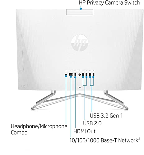 2022 Newest HP All-in-One Desktop, 21.5" FHD Display, AMD Athlon Silver 3050U, 12GB DDR4 RAM, 512GB PCIe SSD, WiFi, HDMI, Webcam, RJ-45, Wired Keyboard&Mouse, Windows 11 Home, White