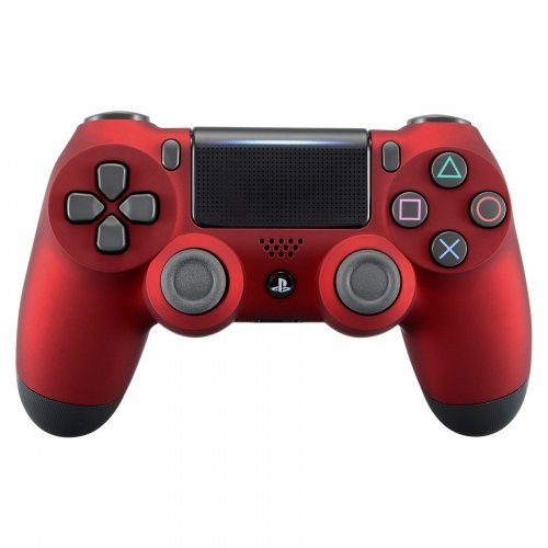 Gamenetics Custom Red Official Wireless Bluetooth Controller for PS4 Console - PC - Soft Touch - Un-Modded - Video Gamepad Remote