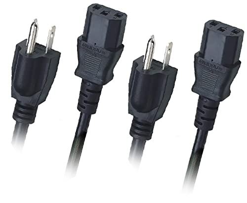 Dracaena 2Pack 6 ft 14 AWG Heavy Duty Computer Power Cord - NEMA5-15P to C13 - Power Cable - IEC 60320 C13 to NEMA 5-15 (M) - Black