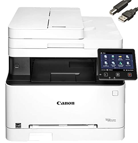 Canon imageCLASS MF642Cdw Wireless Color All-in-One Laser Printer, Print Scan Copy, Auto 2-Sided Printing, 22 ppm, 250-sheet, 600 x 600 dpi, Compatible with Alexa, Bundle with JAWFOAL Printer Cable