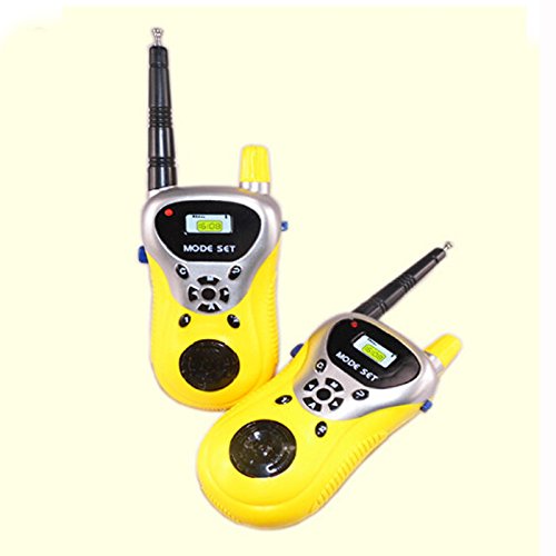 3 Way Walkie Talkies Rechargeable 2Pcs Mini Walkie Talkie Kids Electronic Toys Portable Two-Way Radio Set Walkie Talkie Kids (Yellow, One Size)