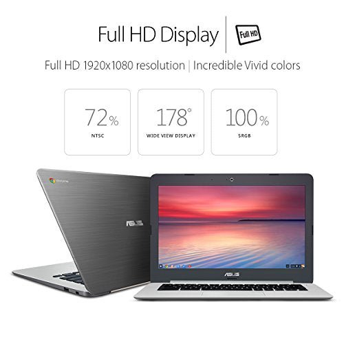 ASUS Chromebook C301SA 13.3 Inch (Intel Quad-Core Celeron, 4GB, 64GB eMMC, Metallic Grey)