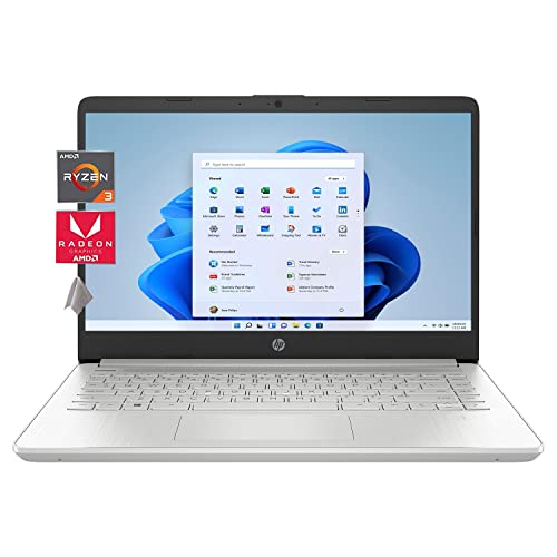 HP 14 Laptop, 14 inch FHD Dispaly, AMD Ryzen 3 3250U(Beat i5 7200U), AMD Radeon Graphics, 8GB RAM, 128GB SSD, WiFi 6, Bluetooth, Windows 11, JAWFOAL