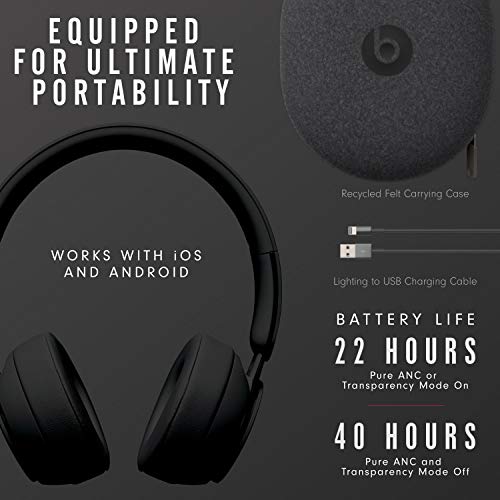 Beats Solo Pro Wireless Noise Cancelling On-Ear Headphones - Black (Renewed)