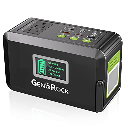 GENSROCK 120W Portable Power Station, 88Wh Outdoor Solar Generator, Lithium Battery Power with 110V/120W(Peak 150W) AC Outlet, QC 3.0, Type-C, LED Flashlight for CPAP Home Camping Travel Emergency