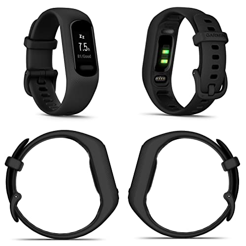Garmin vivosmart 5 Smart Fitness and Health Tracker (Black/Large Black), 7 Days Battery with Wearable4U E-Power Bundle - Comfortable & Easy to Use Wrist Bands with Phone