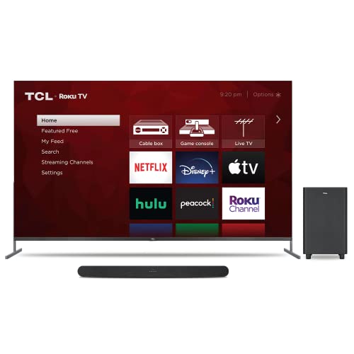 TCL 85" Class 4K UHD Dolby Vision HDR QLED Roku Smart TV - 85R745 with TCL Alto 6+ 2.1 Channel Dolby Audio Sound Bar with Wireless Subwoofer, Bluetooth – TS6110, 240W, 31.5-inch, Black