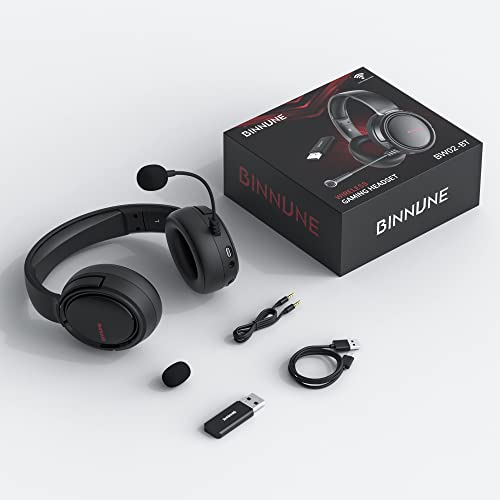 BINNUNE 2.4G/Bluetooth Wireless Gaming Headset with Microphone for PS4 PS5 Playstation 4 5, 48 Hours Playtime, PC USB Gamer Headphones with Mic for Laptop Computer