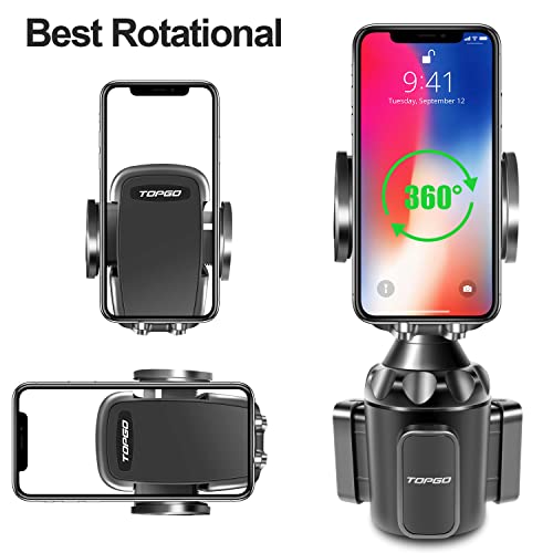 TOPGO Cup Phone Holder for Car, Cup Holder Phone Holder [Secure & Stable] Cup Holder Phone Mount Cell Phone Automobile Cradle for iPhone 13, Samsung and More Smart Phone -Black