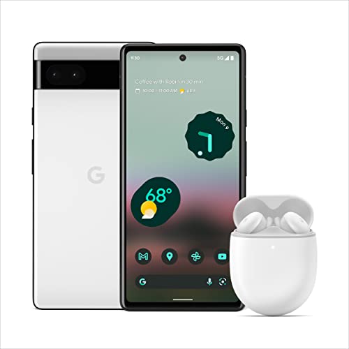 Google Pixel 6a Phone - Chalk with Google Pixel Buds A-Series - Wireless Earbuds - Headphones with Bluetooth - Clearly White
