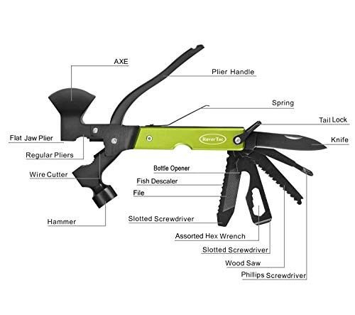 Gifts for Men Dad Husband Gifts for Him Mens Gifts RoverTac Camping Multitool Hatchet Survival Gear 14 in 1 Stainless Steel Axe Hammer Knife Saw Screwdrivers Pliers Bottle Opener Durable Sheath