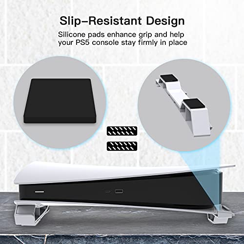 NexiGo PS5 Accessories Horizontal Stand, [Minimalist Design], PS5 Base Stand, Compatible with Playstation 5 Disc & Digital Editions, White