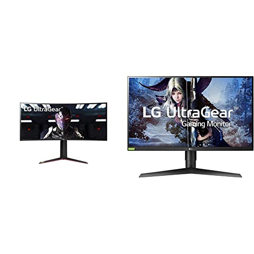 LG 34GN850-B 34 Inch 21: 9 Ultragear Curved QHD (3440 x 1440) 1ms Nano IPS Gaming Monitor - Black & 27GL850-B 27 Inch Ultragear QHD Nano IPS 1ms NVIDIA G-Sync Compatible Gaming Monitor, Black