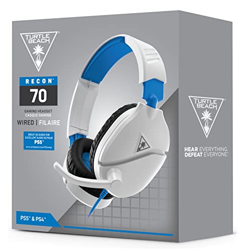 Turtle Beach Recon 70 PlayStation Gaming Headset for PS5, PS4, Xbox Series X, Xbox Series S, Xbox One, Nintendo Switch, Mobile, & PC with 3.5mm - Flip-to-Mute Mic, 40mm Speakers, 3D Audio – White