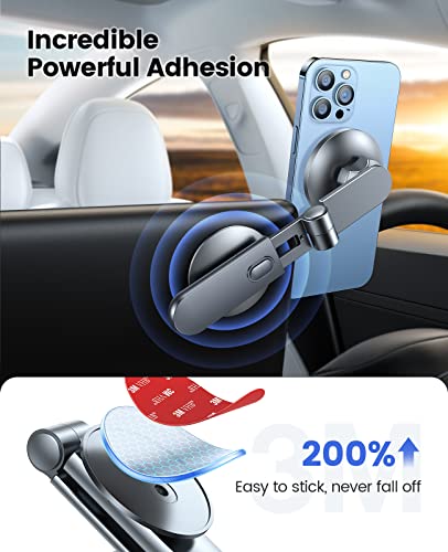 VICSEED Tesla Phone Mount【Strongest Magnet Power】MagSafe Car Mount for Tesla Model 3 Model Y, Foldable Hidden Tesla Phone Holder Fit for All Phone, Tesla Model 3 Accessories, Tesla Model Y Accessories